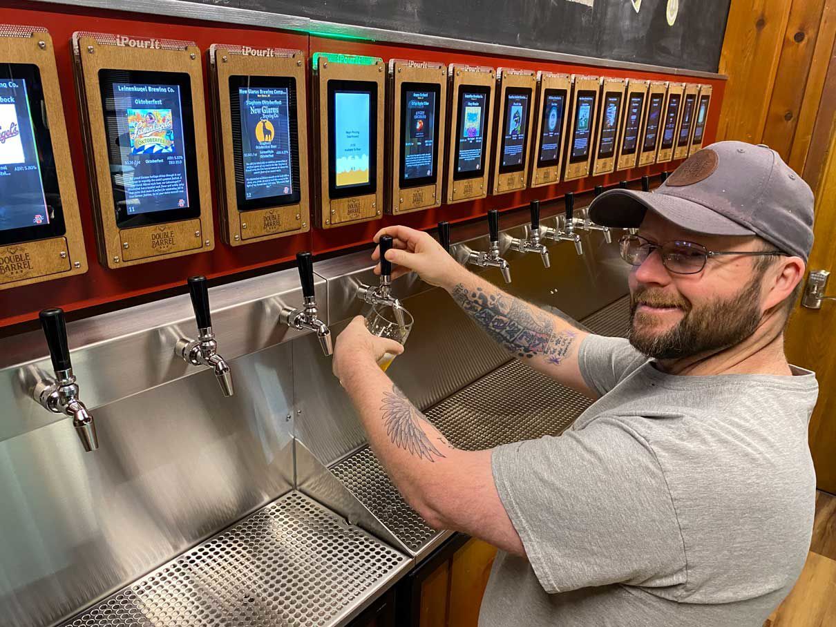 Pouring a beer